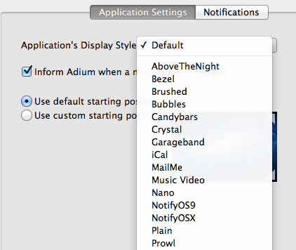 A screenshot showing Prowl in the 'Display Style' dropdown inside of Growl's preferences.